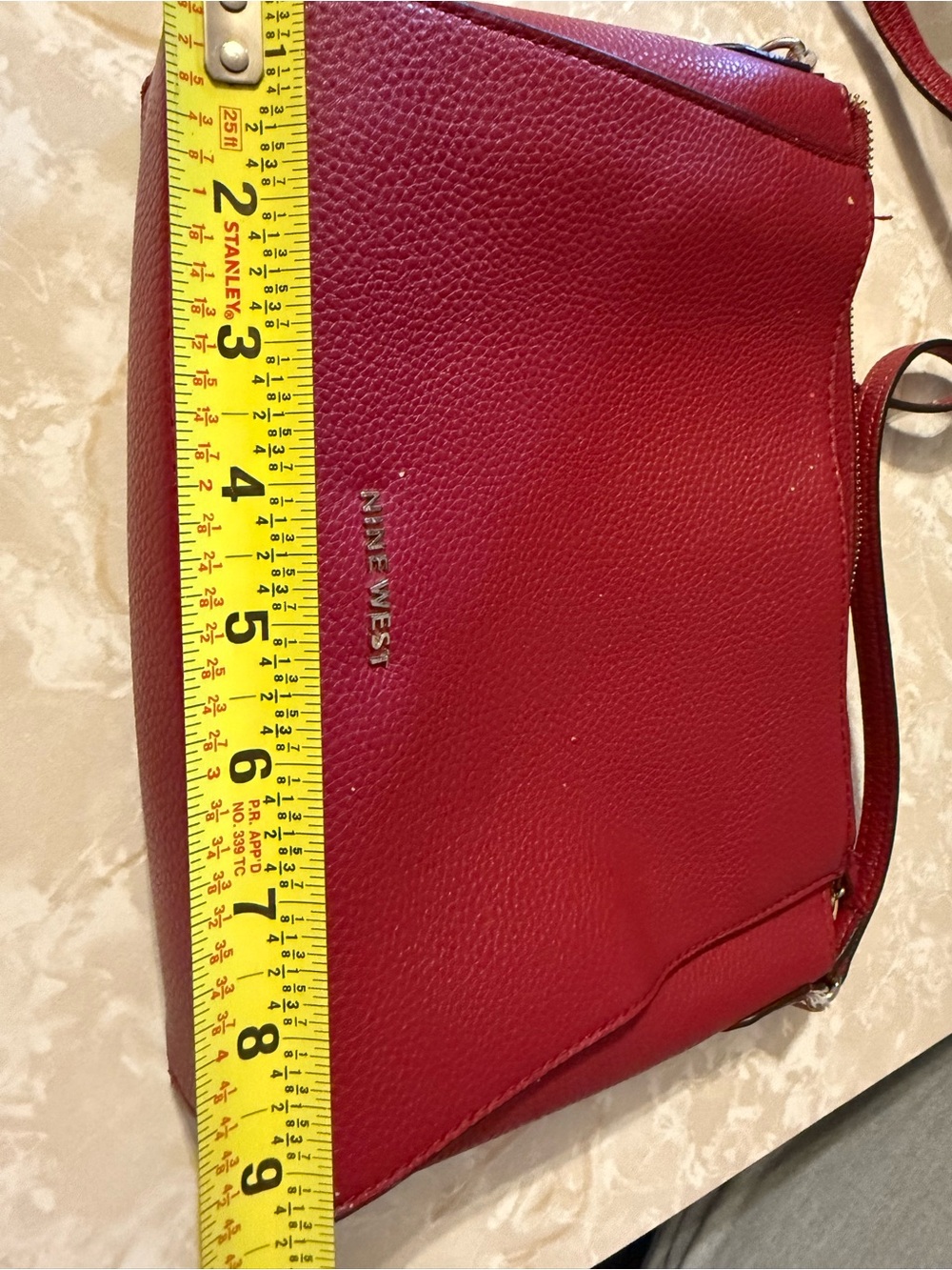 Nine West Burgundy Pebbled Crossbody with Gold Hardware - Picture 4 of 5